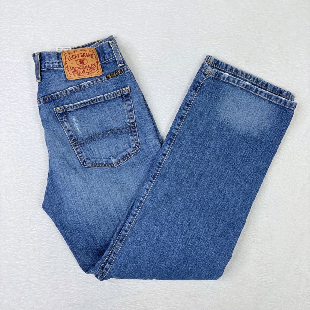 Lucky Brand Mens 33 Jeans Made in USA 72WW040 Blue Medium Wash Straight Leg
